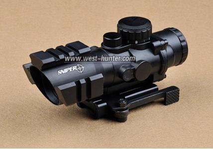 SNIPER4x32斜口 瞄准镜带三条导轨 战术瞄准镜 皮轨快拆版