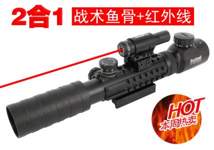 【2合1】三面鱼骨瞄准镜+宽窄两用红激光